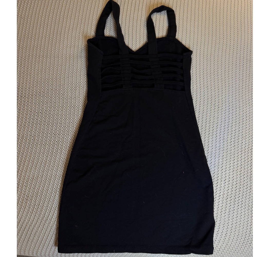 Brandy Melville Black Bodycon Mini Dress Caged Back Sweetheart Neck Small